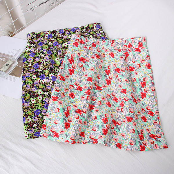 Moderna ženska suknja sa cvjetnim uzorkom - visoki struk