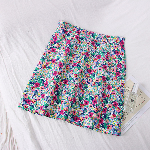 Moderna ženska suknja sa cvjetnim uzorkom - visoki struk