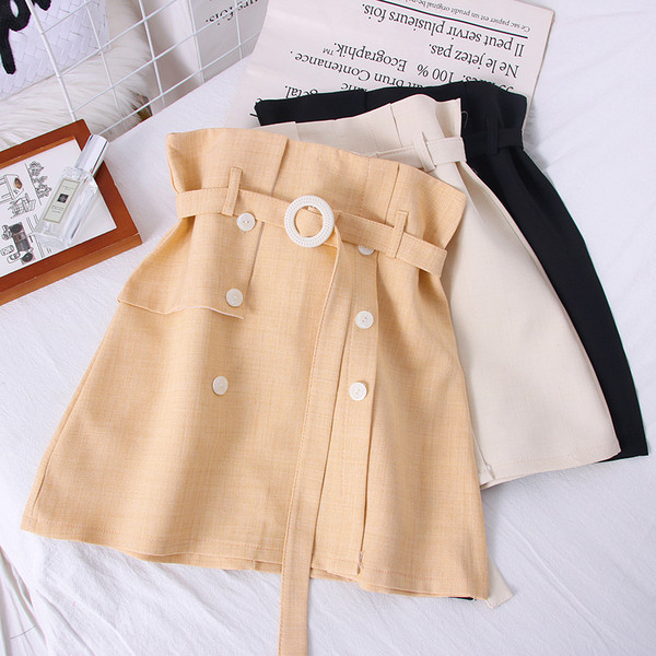 Moodne naiste seelik kõrge vöö ja vööga