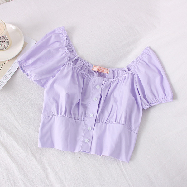 Moderna ženska bluza s ovalnim izrezom i kratkim rukavima