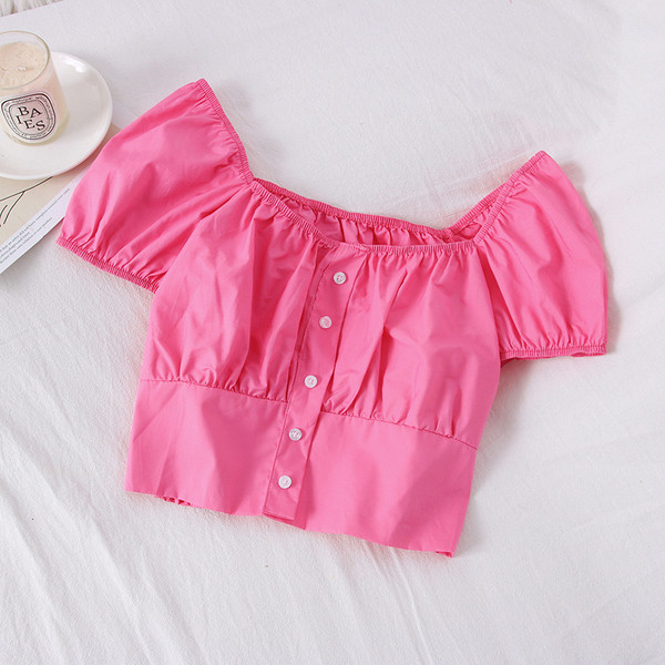 Moderna ženska bluza s ovalnim izrezom i kratkim rukavima