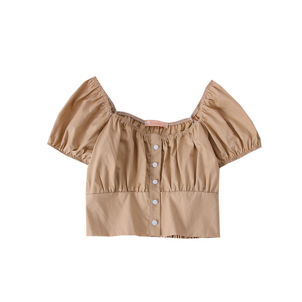 Moderna ženska bluza s ovalnim izrezom i kratkim rukavima