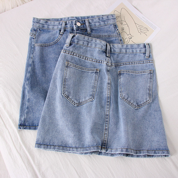 Rövid farmer női szoknya kék A-vonalban