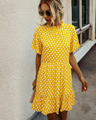 Rochie scurta de dama casual cu decolteu oval si maneci scurte