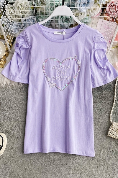 Ženska majica s kamenčićima i ovalnim izrezom