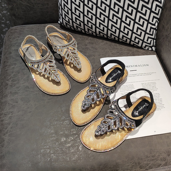 Ženske moderne sandale s kamenčićima i ravnim đonom