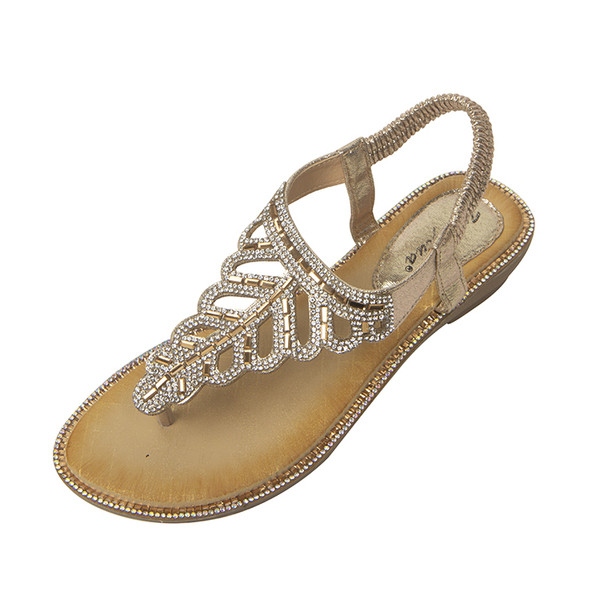 Ženske moderne sandale s kamenčićima i ravnim đonom