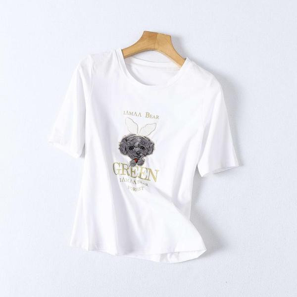 Ежедневна тениска с надписи и бродерия