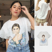 Tricou modern cu broderie si aplicatie