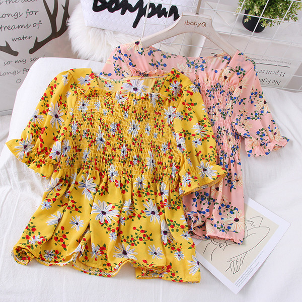 Virágmintás, 3/4-es ujjú női blúz