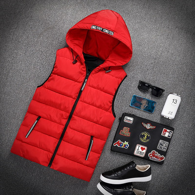 Ανδρικό μοντέρνο γιλέκο με κουκούλα, φερμουάρ και τσέπες