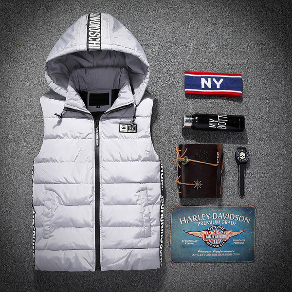 Modern férfi mellény cipzárral és szegéllyel