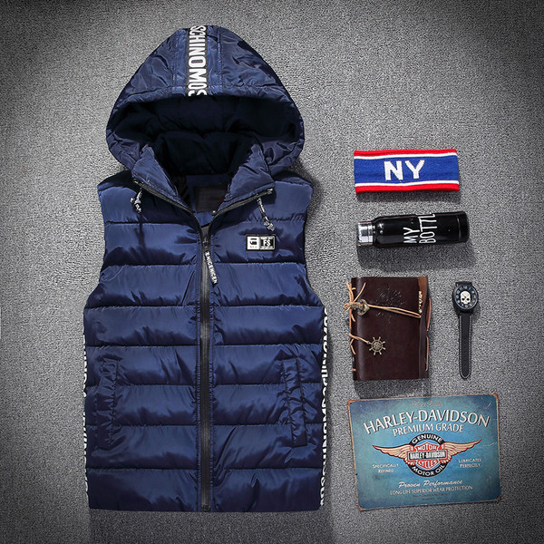 Modern férfi mellény cipzárral és szegéllyel