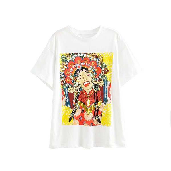 Modern széles női póló színes nyomattal