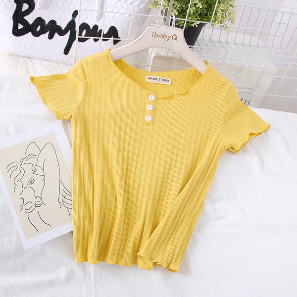 Új modell női blúz ovális nyakkivágással és gombokkal