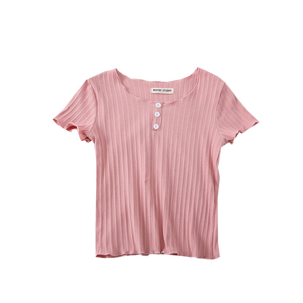 Új modell női blúz ovális nyakkivágással és gombokkal