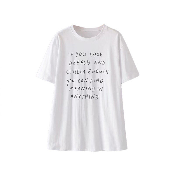 Široka ženska majica kratkih rukava bijele boje sa natpisom