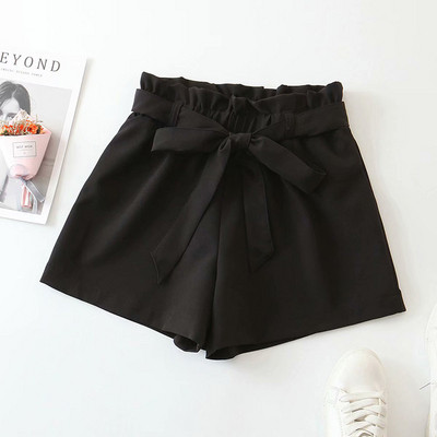 Pantaloni scurti de dama cu talie elastica si cravate