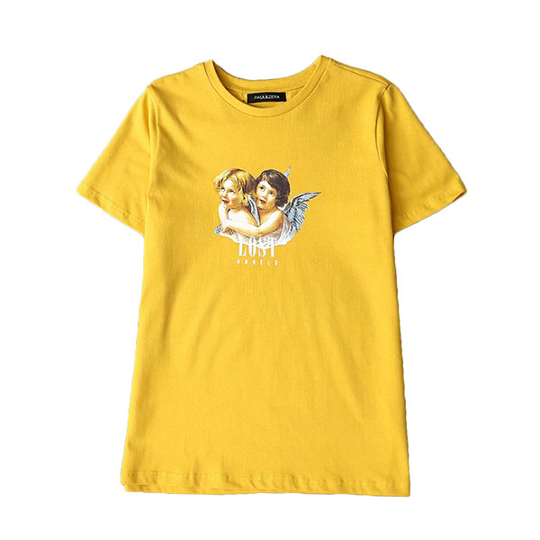 Ежедневна тениска с щампа в жълт цвят