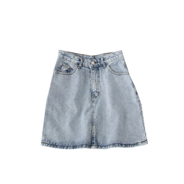 Naiste kõrge vöökoha ja taskutega teksaseelik