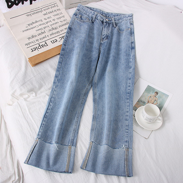 Нов модел дамски дънки с висока талия - широк модел