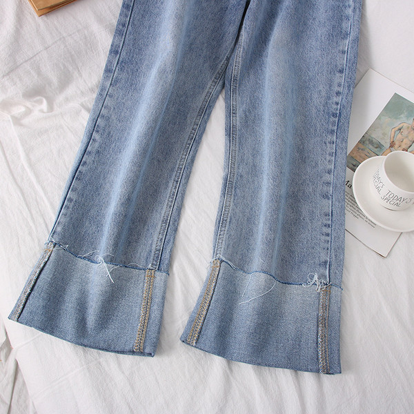 Нов модел дамски дънки с висока талия - широк модел