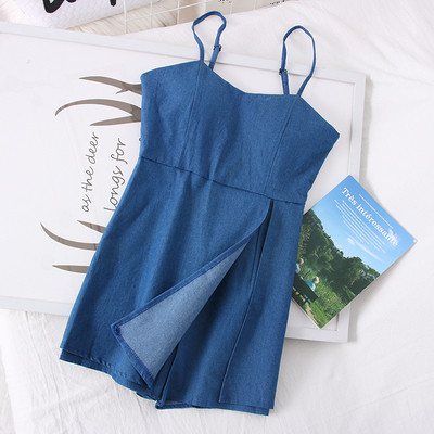 Νέο μοντέλο  γυναικείες κοντές ολόσωμες φόρμες με λεπτούς ιμάντες σε μπλε χρώμα