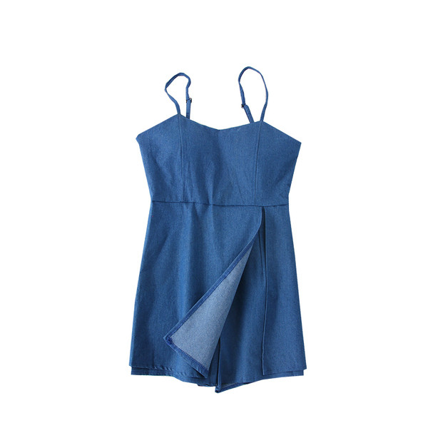 Νέο μοντέλο  γυναικείες κοντές ολόσωμες φόρμες με λεπτούς ιμάντες σε μπλε χρώμα