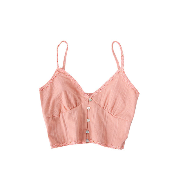 Kratki model ženske majice bez rukava na tanke naramenice