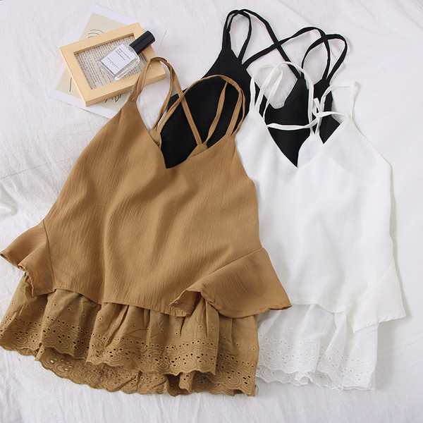 Нов модел дамски потник с шпиц деколте и тънки презрамки