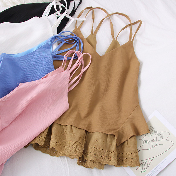 Нов модел дамски потник с шпиц деколте и тънки презрамки