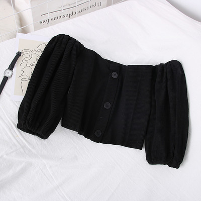 Bluza scurta de dama model nou cu decolteu barca