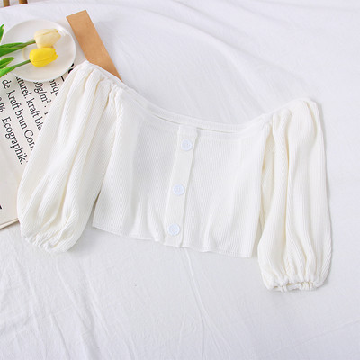 Bluza scurta de dama model nou cu decolteu barca