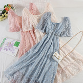 Rochie de dama din dantela cu maneci scurte si nasturi
