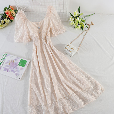 Rochie de dama din dantela cu maneci scurte si nasturi