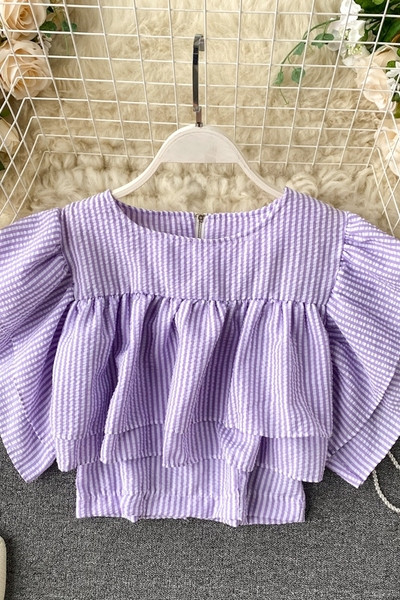 Bluză scurtă casual de damă, cu fermoar pe spate și decolteu oval