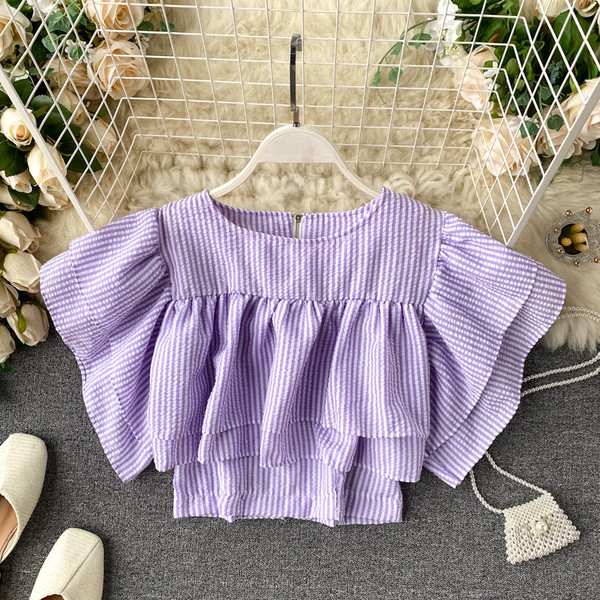 Bluză scurtă casual de damă, cu fermoar pe spate și decolteu oval