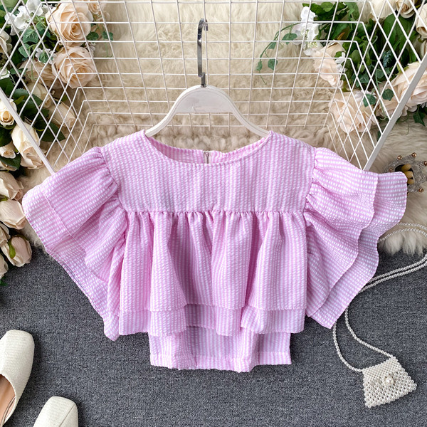 Bluză scurtă casual de damă, cu fermoar pe spate și decolteu oval