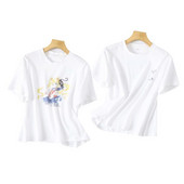 Tricou scurt lat cu imprimeu color
