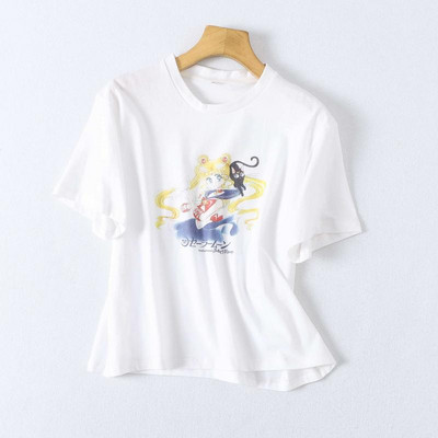 Tricou scurt lat cu imprimeu color