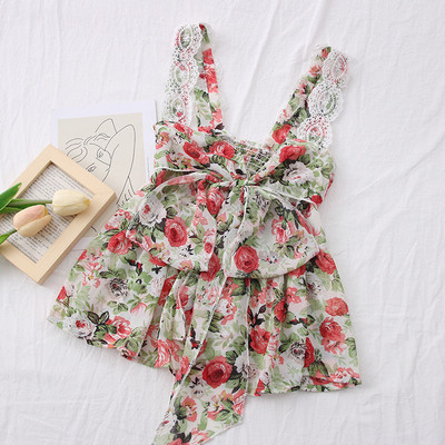 Maieu de dama cu model floral, panglica si dantela