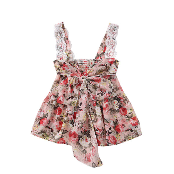 Női felső virágmintával, szalaggal és csipkével