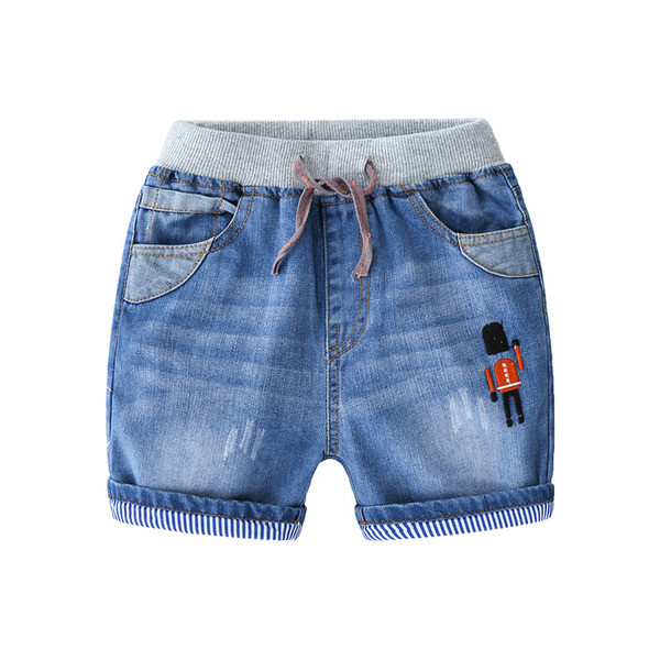 Παιδικά τζιν σορτς για αγόρια με κέντημα και κορδόνια