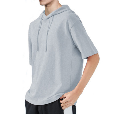Tricou casual barbatesc cu maneci scurte si gluga