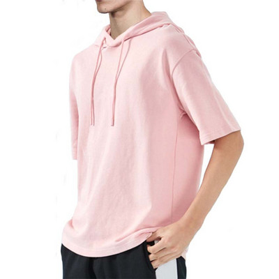 Tricou casual barbatesc cu maneci scurte si gluga