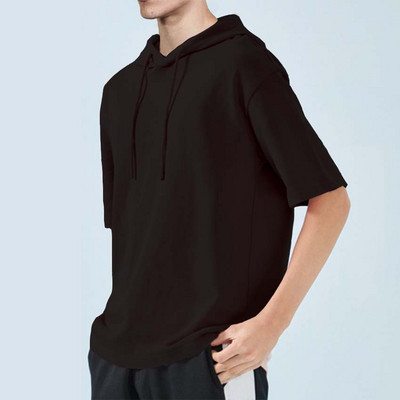 Tricou casual barbatesc cu maneci scurte si gluga