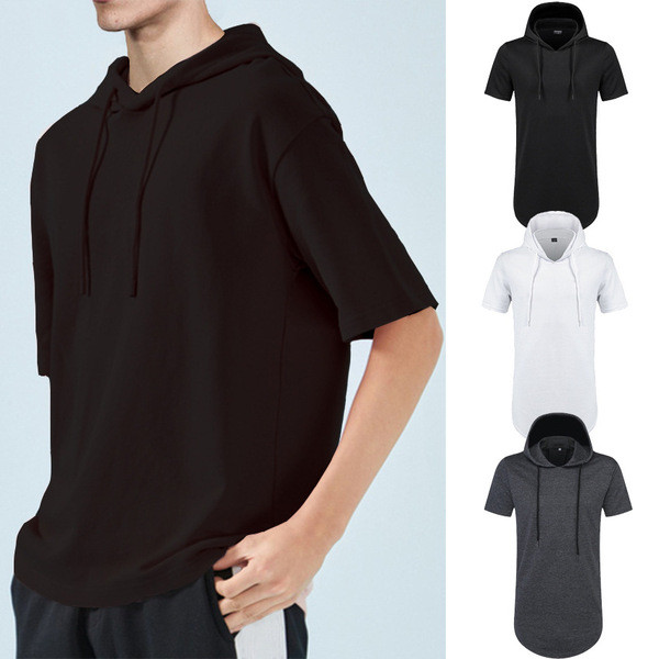 Vabaaja meeste lühikeste varrukate ja kapuutsiga T-särk