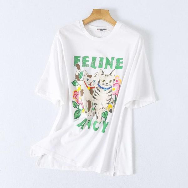 Γυναικείο φαρδιά μπλουζάκι με έγχρωμη εκτύπωση