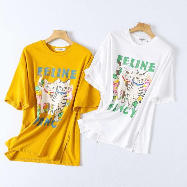 Γυναικείο φαρδιά μπλουζάκι με έγχρωμη εκτύπωση