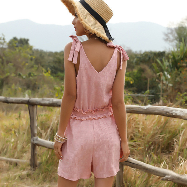 Női alkalmi kombiné pántokkal és magas derékkal